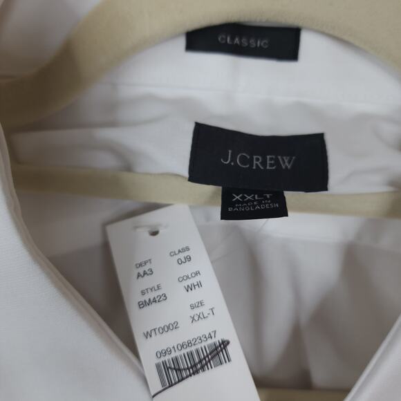 J CREW Tall Bowery point-collar stretch cotton shirt in White Size XXLT - Picture 8 of 10